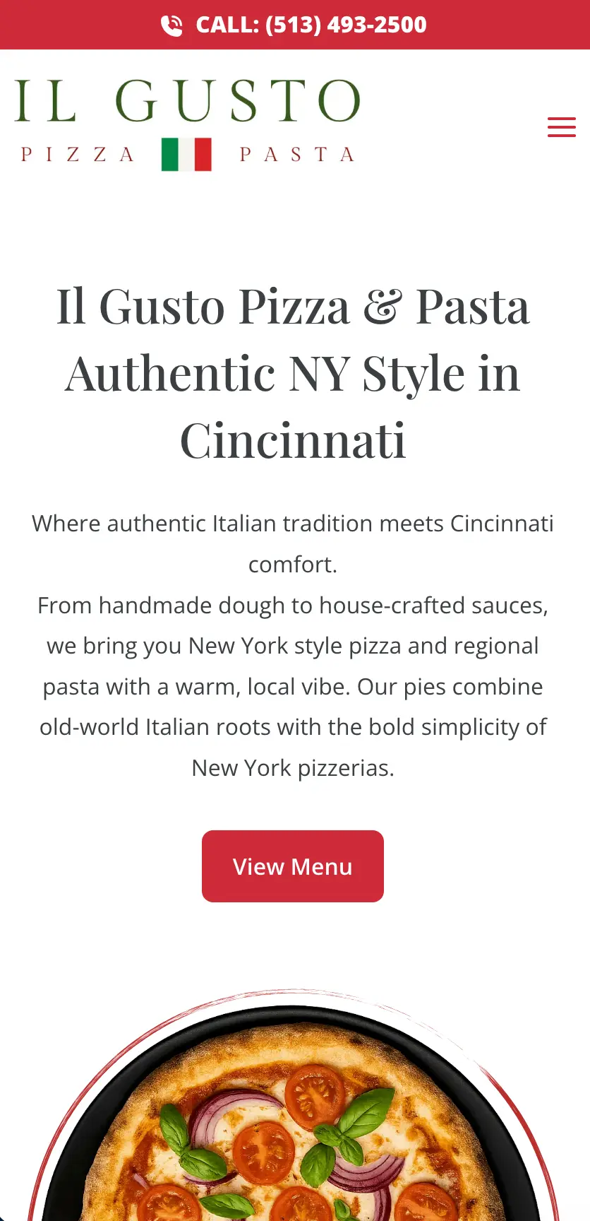 Mobile view of ilgustopizzaandpasta.com